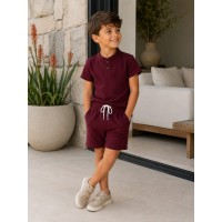 Conjunto Mauricinho Bata Texturizado Malha 100% algodão - BOY0COJ0L46